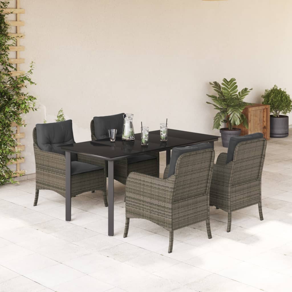 Juego de comedor para jardín 9 piezas textilene negro