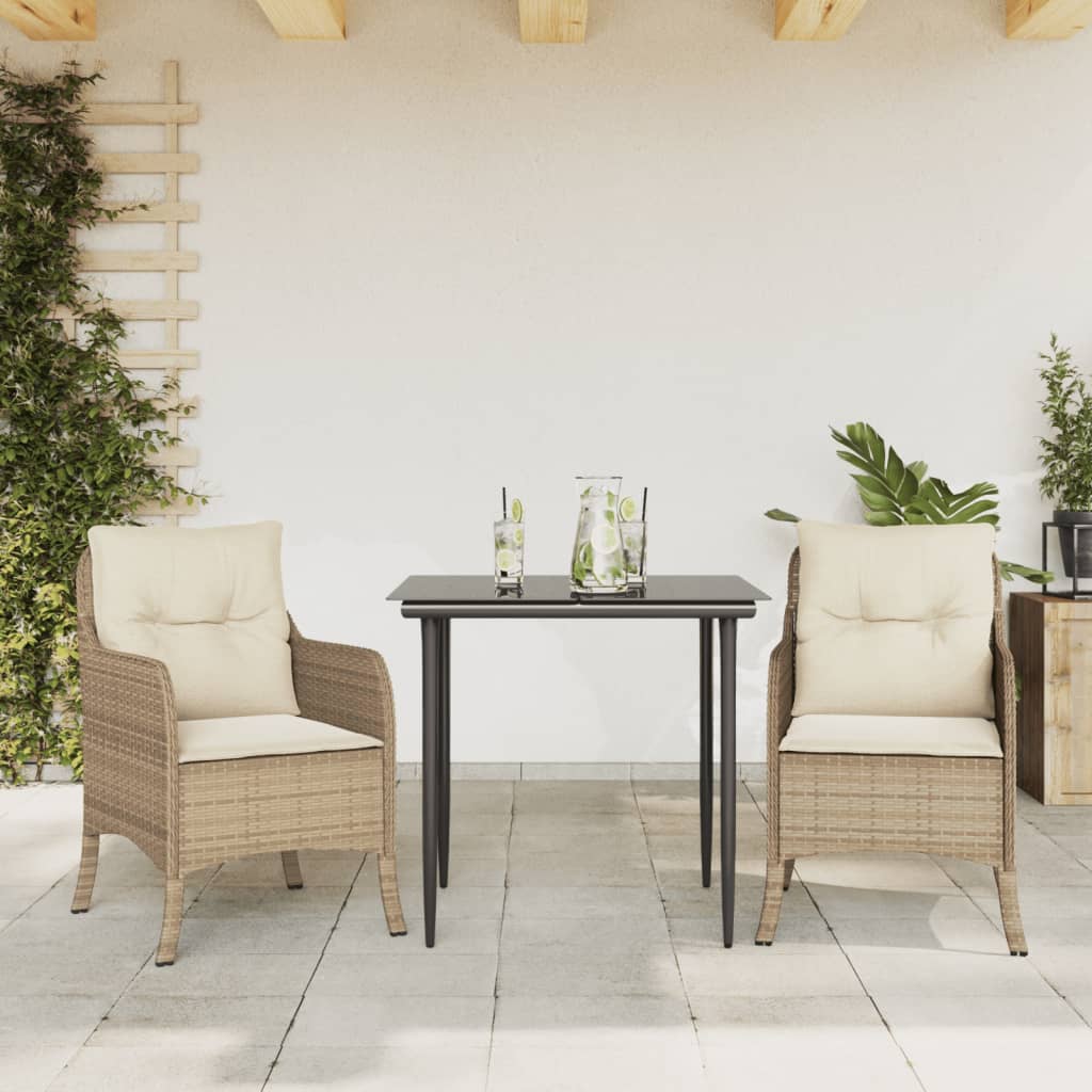 Juego de comedor para jardín 9 piezas textilene negro