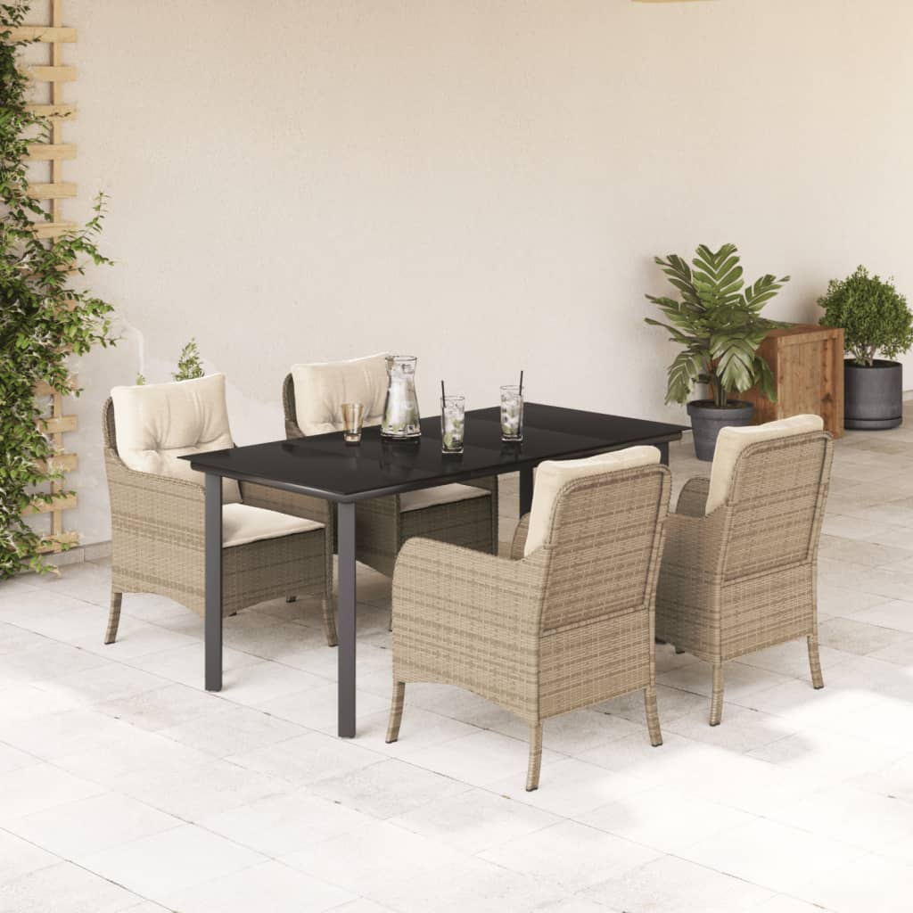 Juego de comedor para jardín 9 piezas textilene negro
