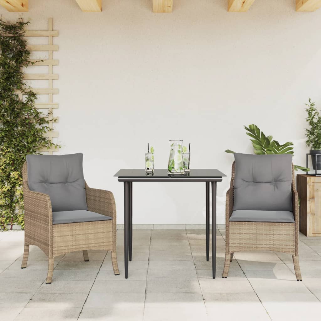 Juego de comedor para jardín 9 piezas textilene negro