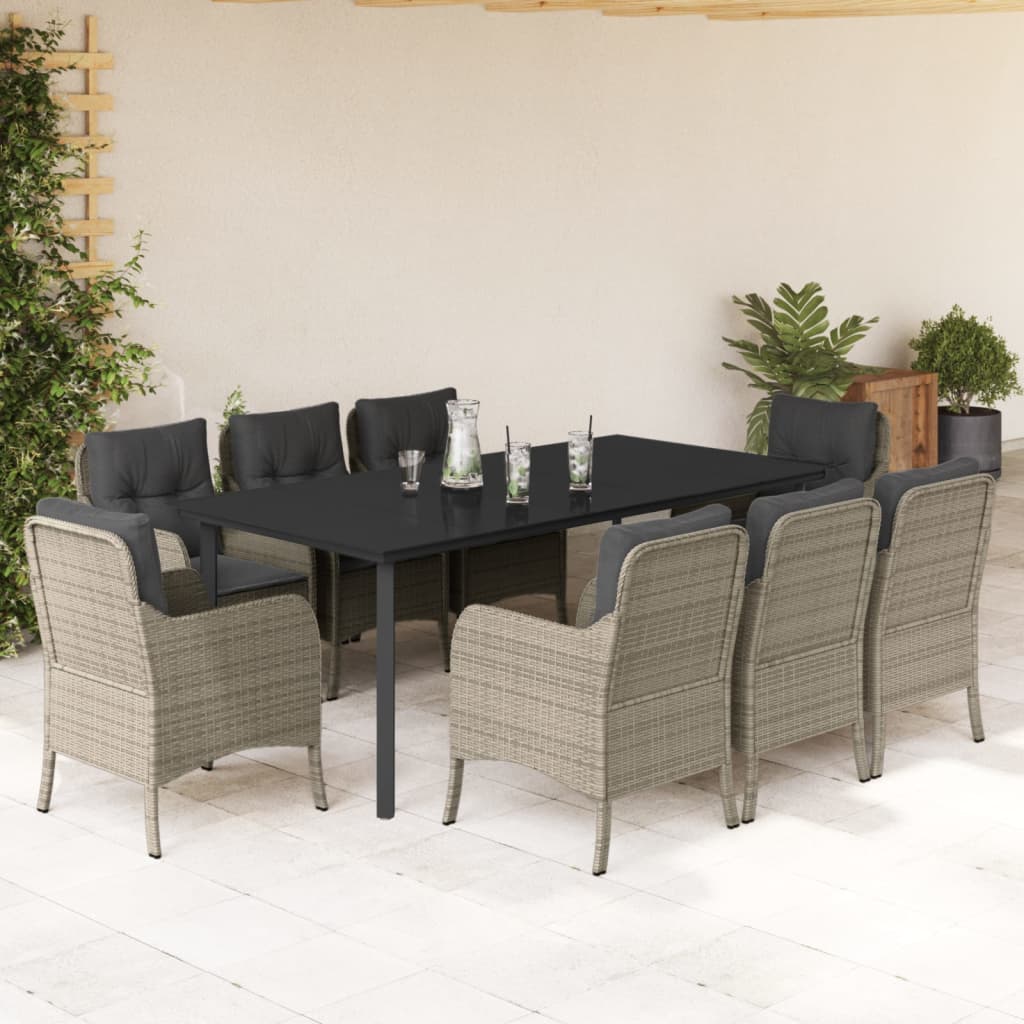 Juego de comedor para jardín 9 piezas textilene negro