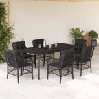 Juego de comedor para jardín 9 piezas textilene negro