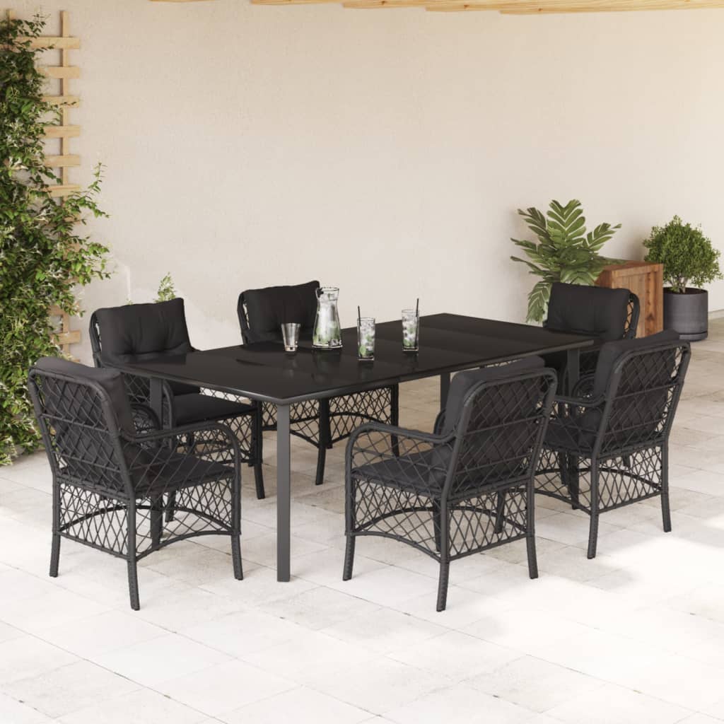 Juego de comedor para jardín 9 piezas textilene negro