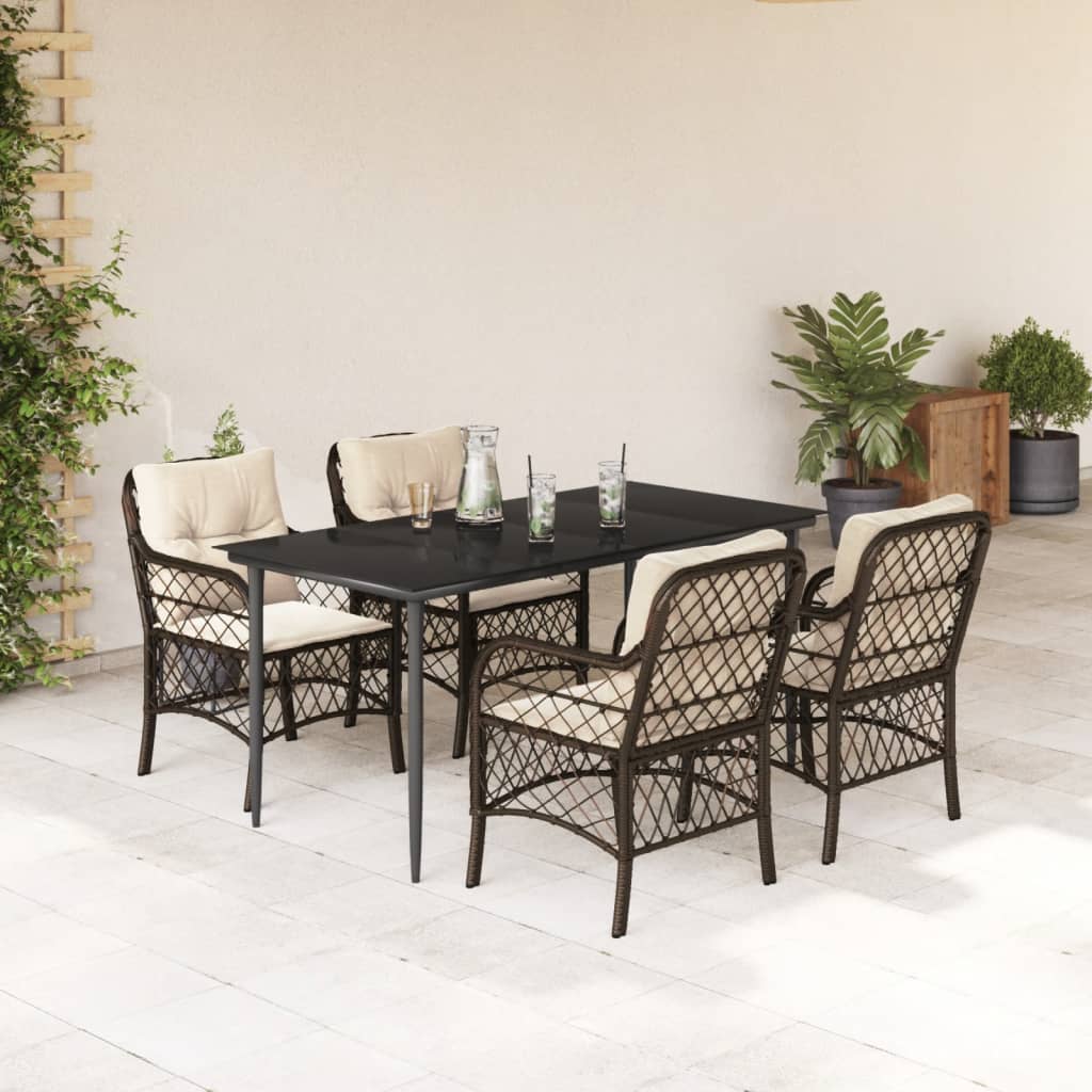 Juego de comedor para jardín 9 piezas textilene negro