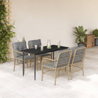 Juego de comedor para jardín 9 piezas textilene negro