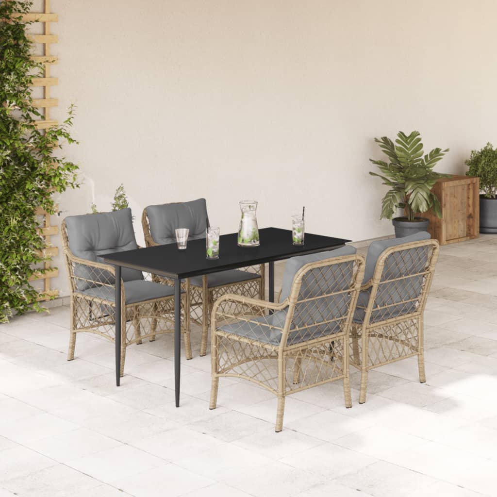 Juego de comedor para jardín 9 piezas textilene negro