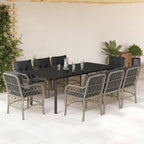 Juego de comedor para jardín 9 piezas textilene negro