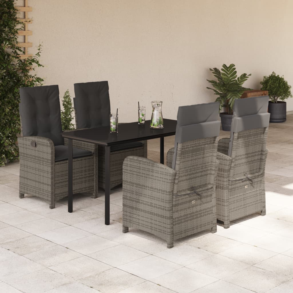 Juego de comedor para jardín 9 piezas textilene negro