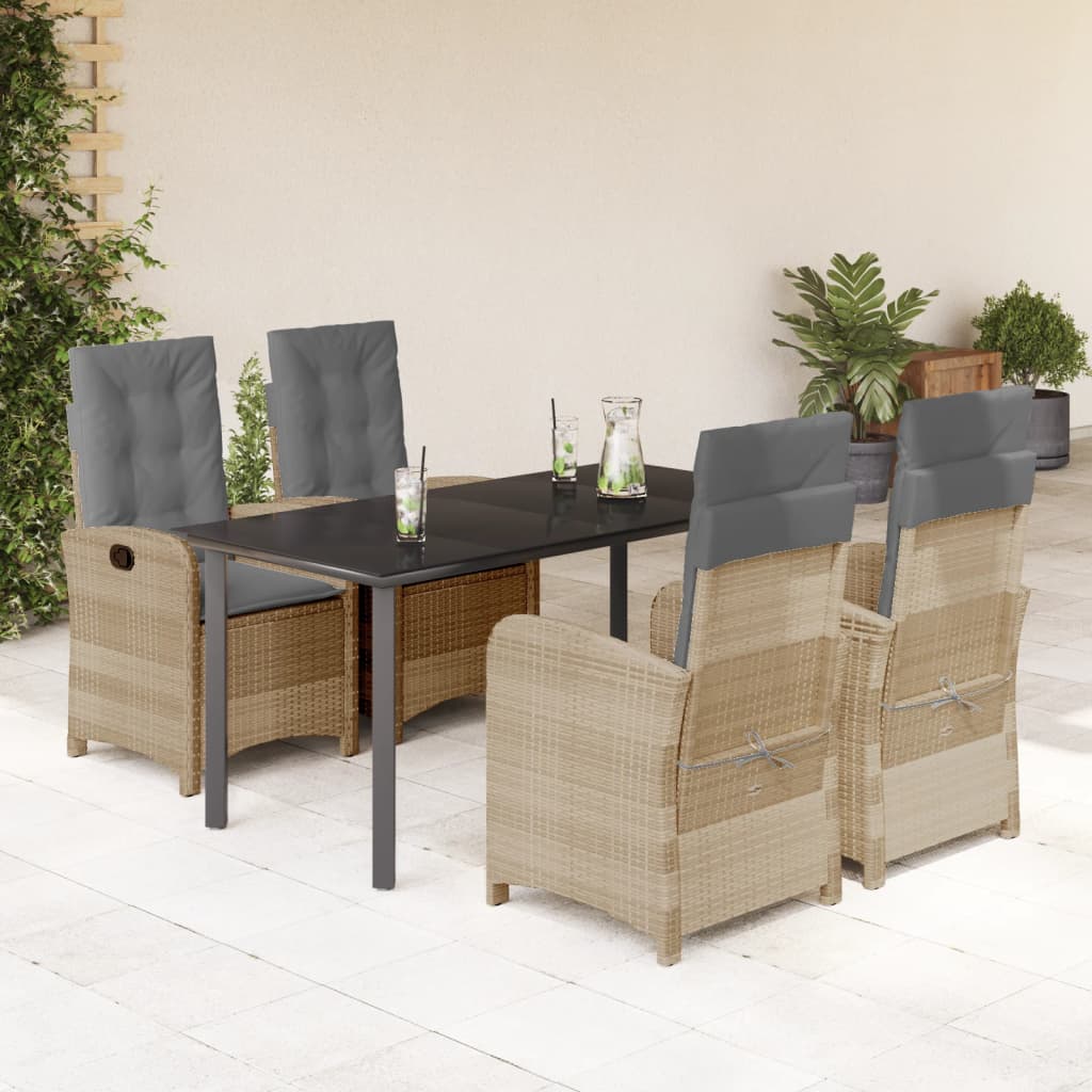 Juego de comedor para jardín 9 piezas textilene negro