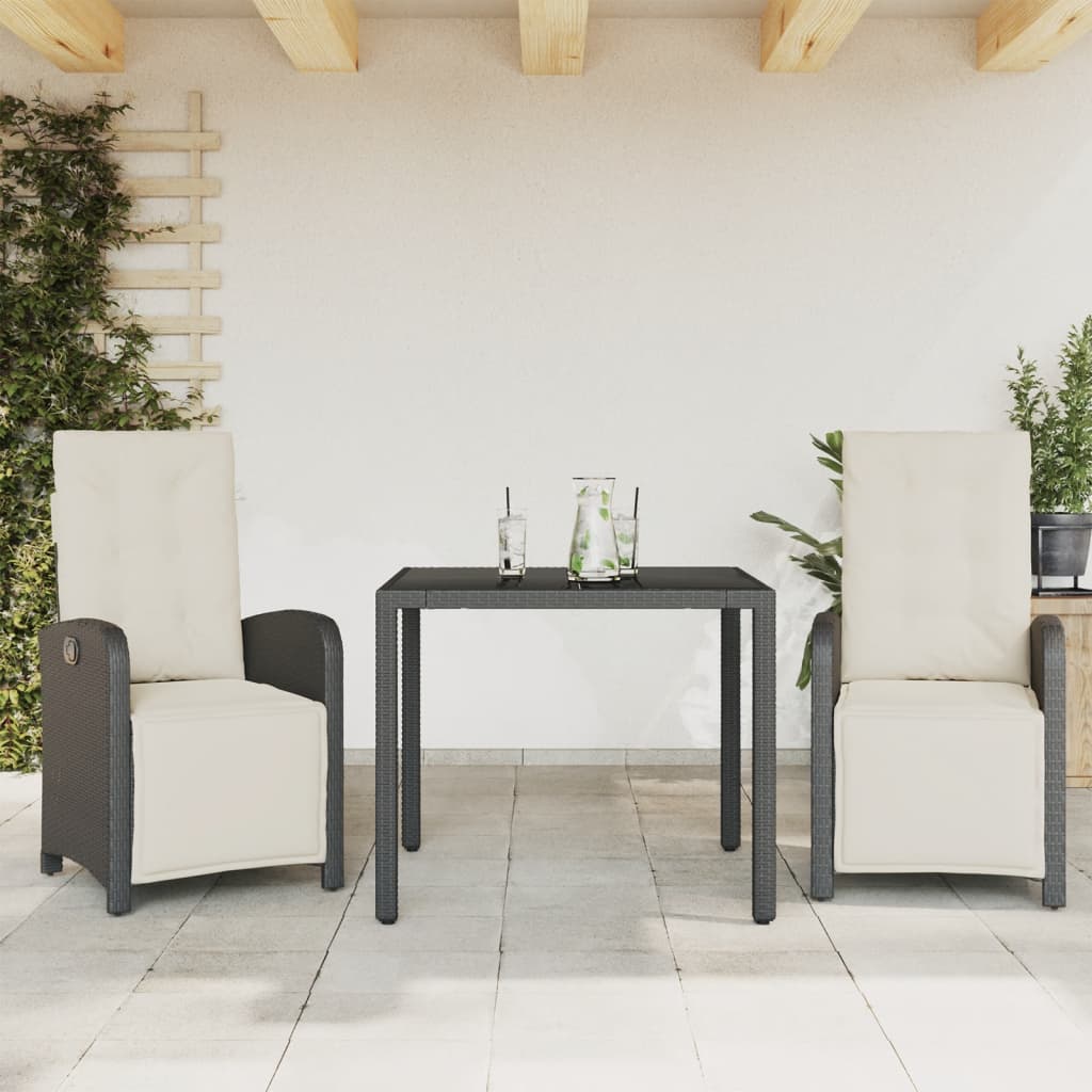 Juego de bistro de 3 piezas polipropileno y madera maciza beige