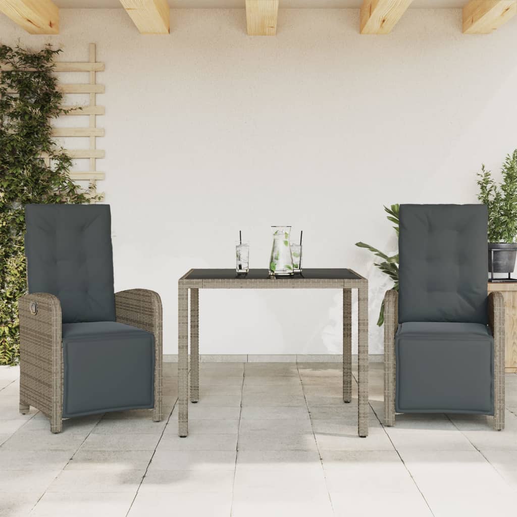 Juego de bistro de 3 piezas polipropileno y madera maciza beige