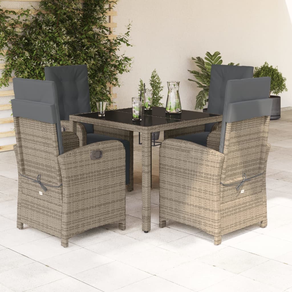 Juego de bistro de 3 piezas polipropileno y madera maciza beige