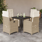 Juego de bistro de 3 piezas polipropileno y madera maciza beige