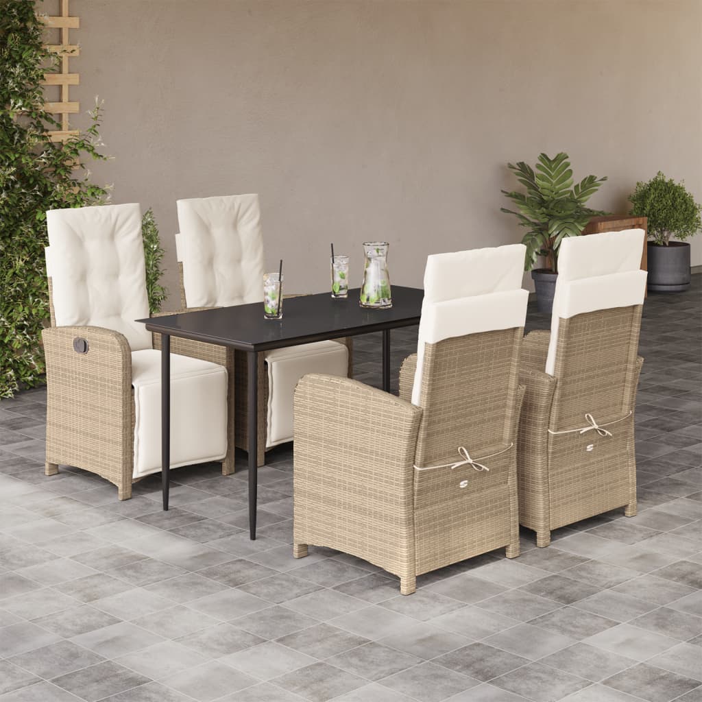 Juego de bistro de 3 piezas polipropileno y madera maciza beige