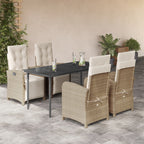 Juego de bistro de 3 piezas polipropileno y madera maciza beige