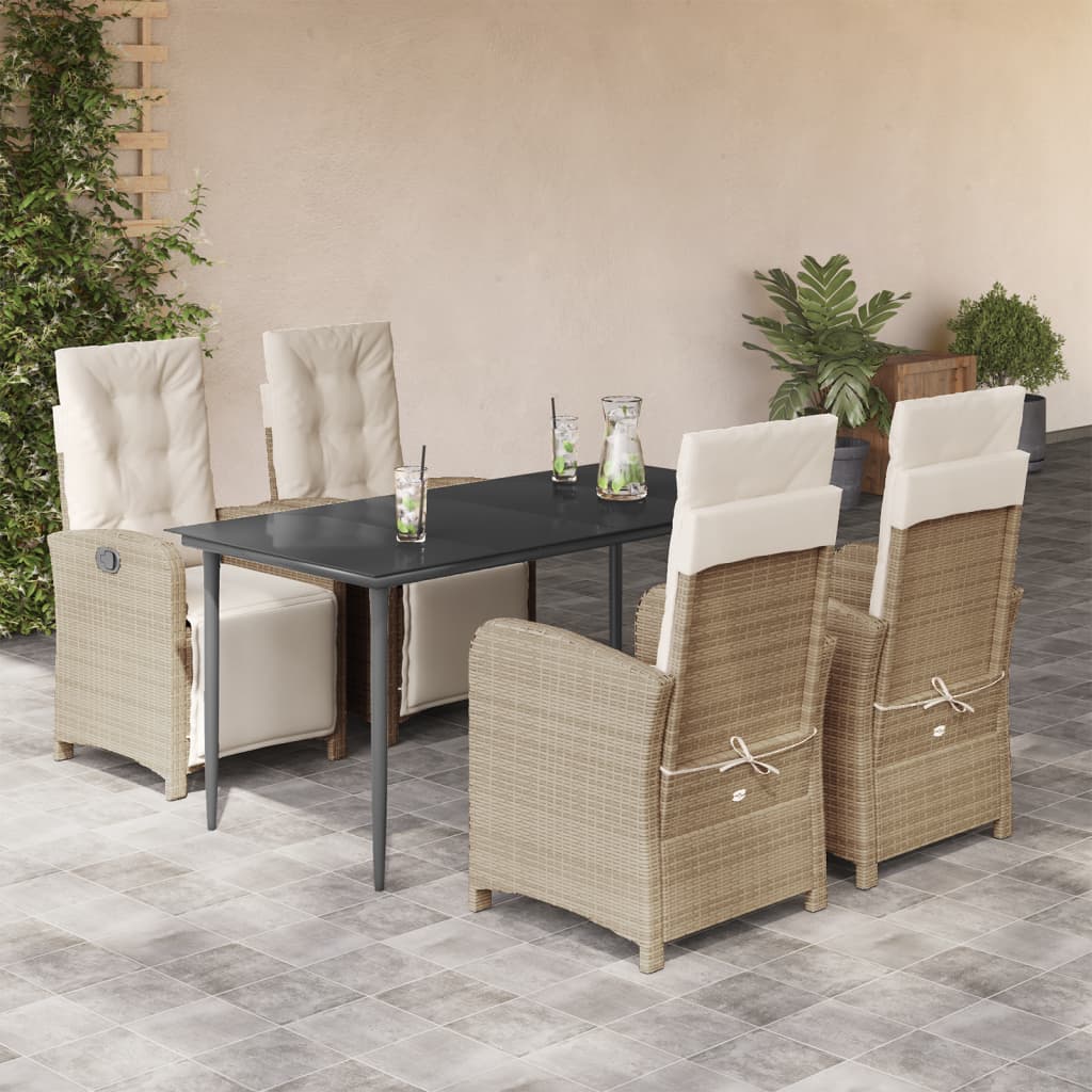 Juego de bistro de 3 piezas polipropileno y madera maciza beige