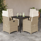 Juego de bistro de 3 piezas polipropileno y madera maciza beige