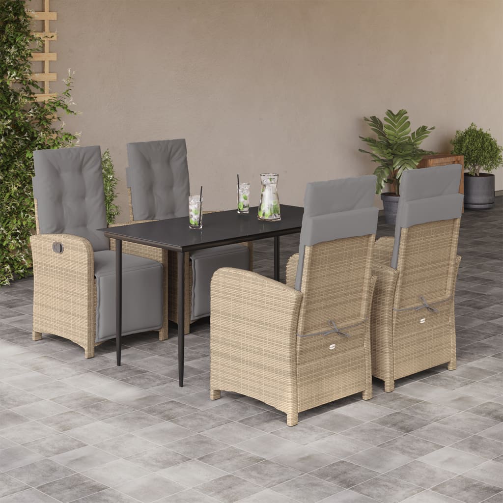 Juego de bistro de 3 piezas polipropileno y madera maciza beige