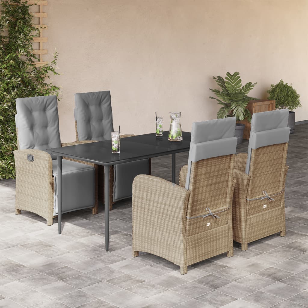 Juego de bistro de 3 piezas polipropileno y madera maciza beige