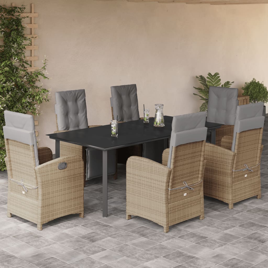 Juego de bistro de 3 piezas polipropileno y madera maciza beige