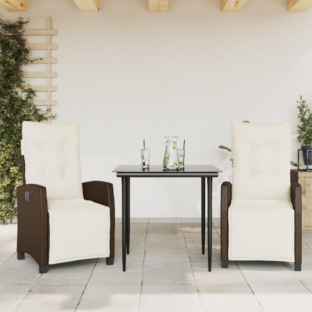 Juego de comedor para jardín 9 piezas textilene negro