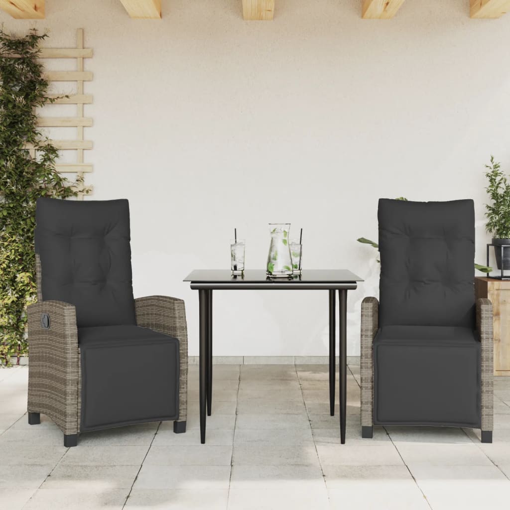 Juego de comedor para jardín 9 piezas textilene negro