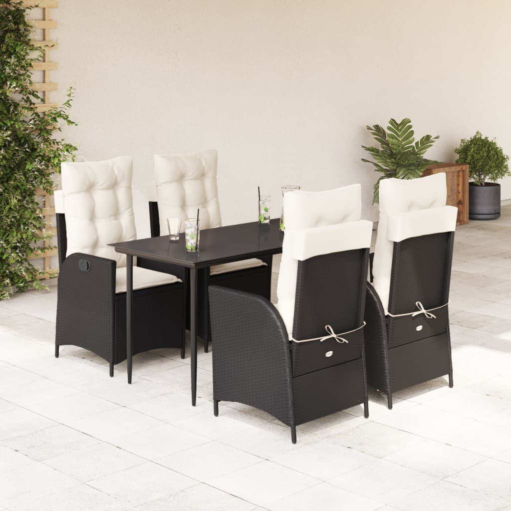 Set de comedor jardín 11 pzas con cojines ratán sintético negro