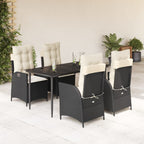 Set de comedor jardín 11 pzas con cojines ratán sintético negro