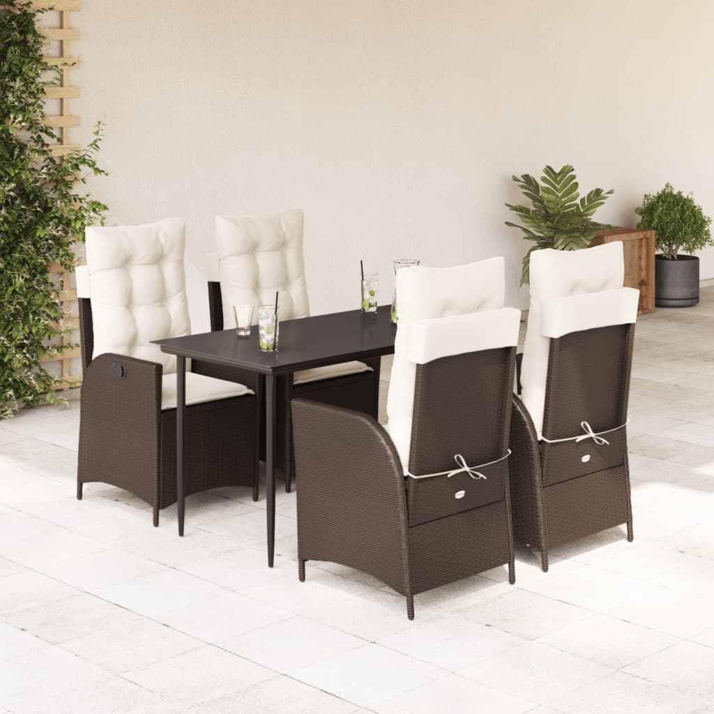 Juego de comedor para jardín 9 piezas textilene negro