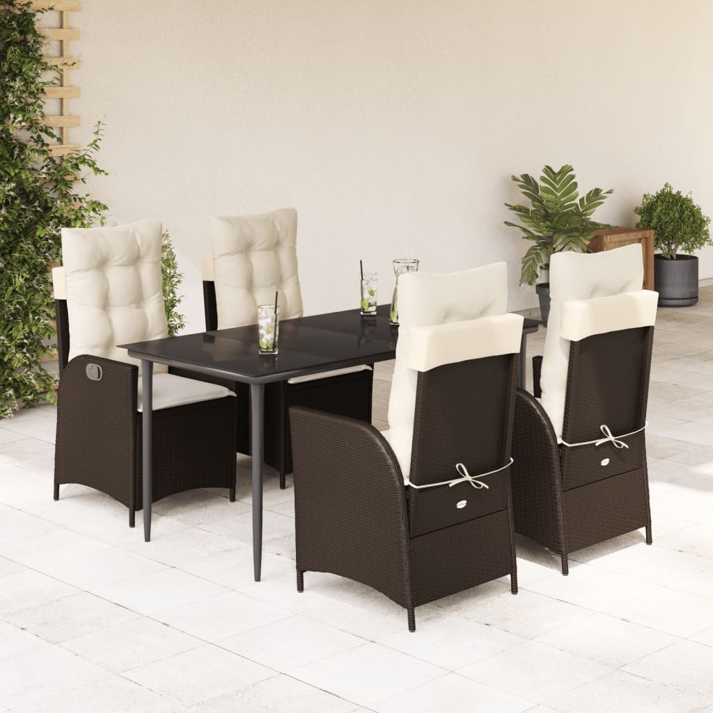 Juego de comedor para jardín 9 piezas textilene negro