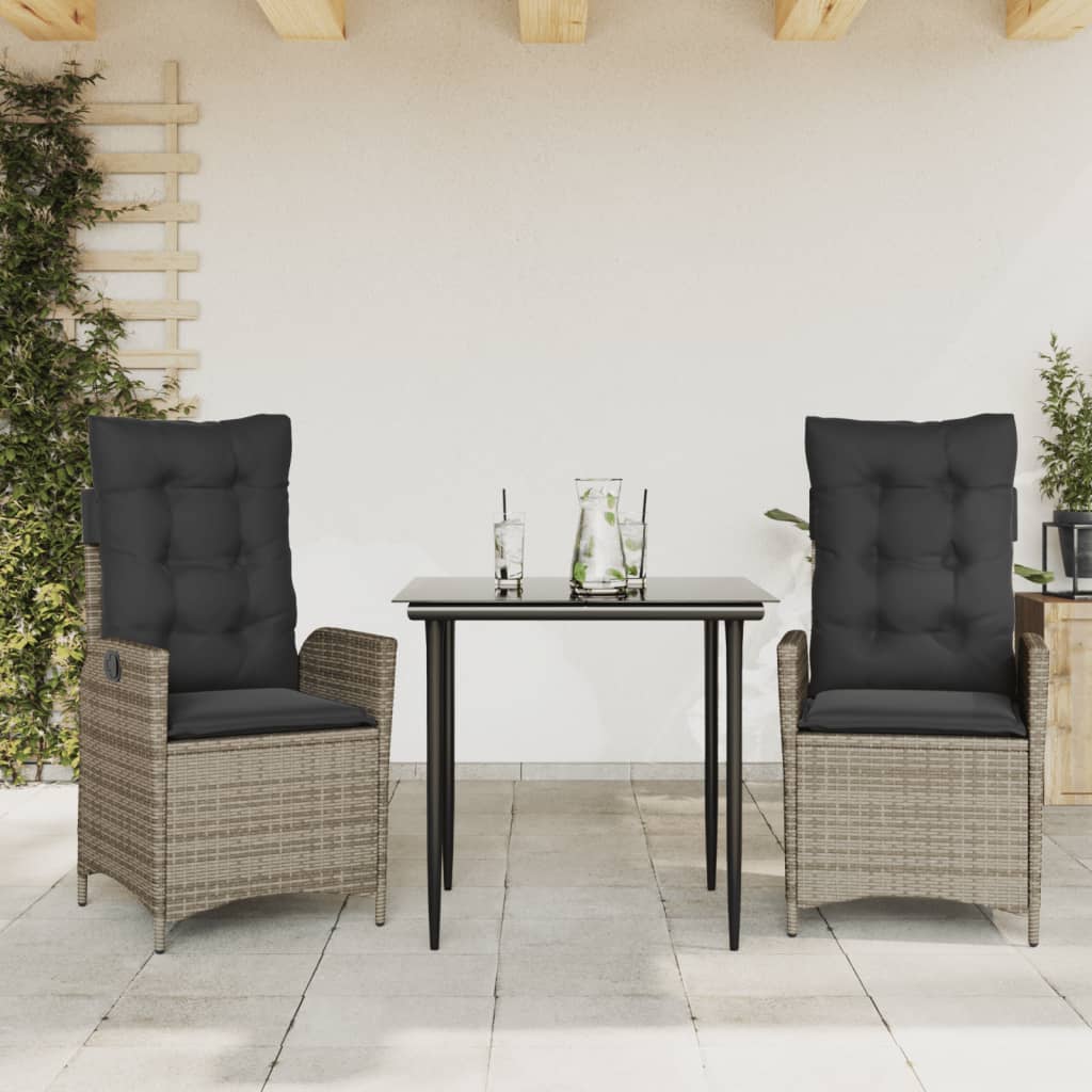 Juego de comedor para jardín 9 piezas textilene negro