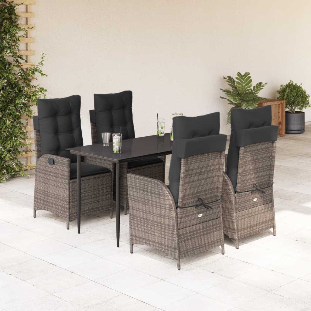 Juego de comedor para jardín 9 piezas textilene negro
