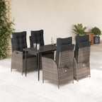 Juego de comedor para jardín 9 piezas textilene negro