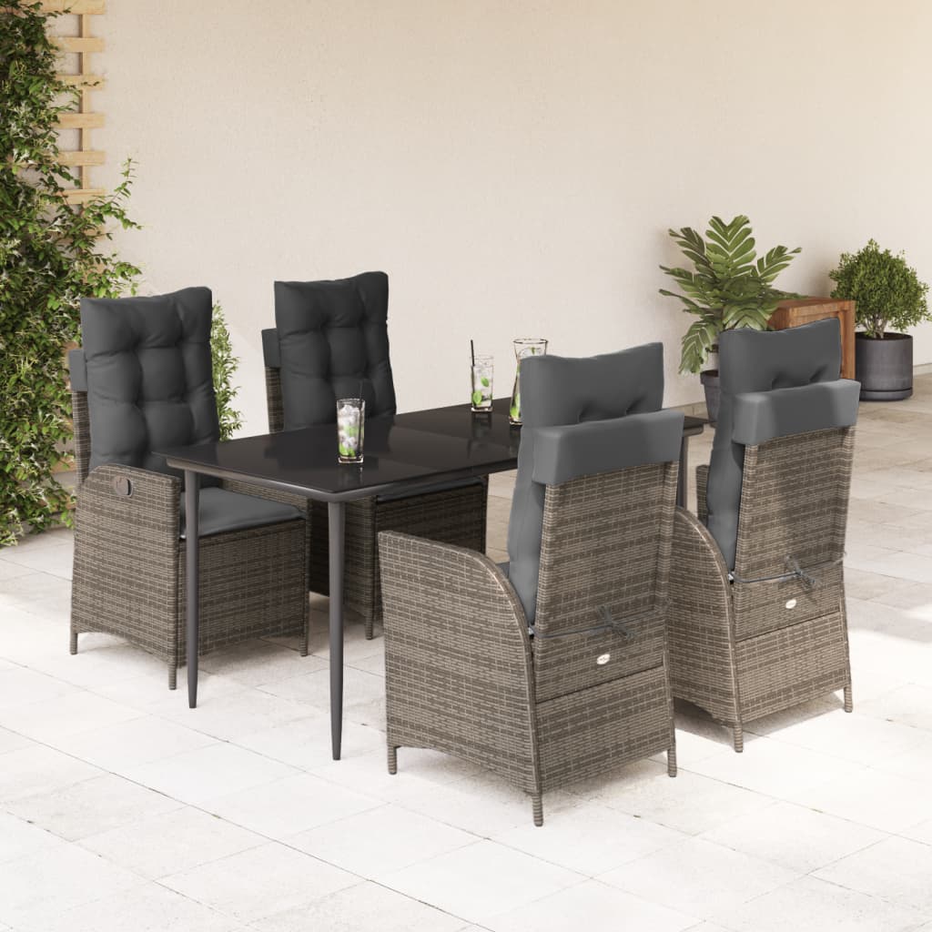 Juego de comedor para jardín 9 piezas textilene negro