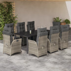 Juego de comedor para jardín 9 piezas textilene negro