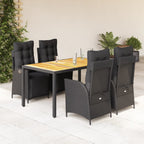 Set de comedor jardín 11 pzas con cojines ratán sintético negro