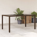 Mesa de jardín superficie de vidrio ratán PE beige 110x68x70 cm