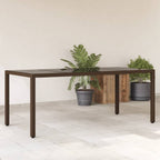 Mesa de jardín superficie de vidrio ratán PE beige 110x68x70 cm