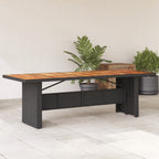 Mesa de jardín superficie madera acacia ratán gris 190x80x75cm