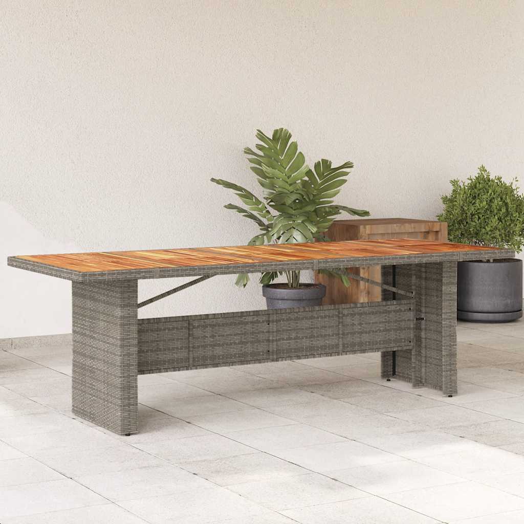 Mesa de jardín superficie madera acacia ratán gris 190x80x75cm