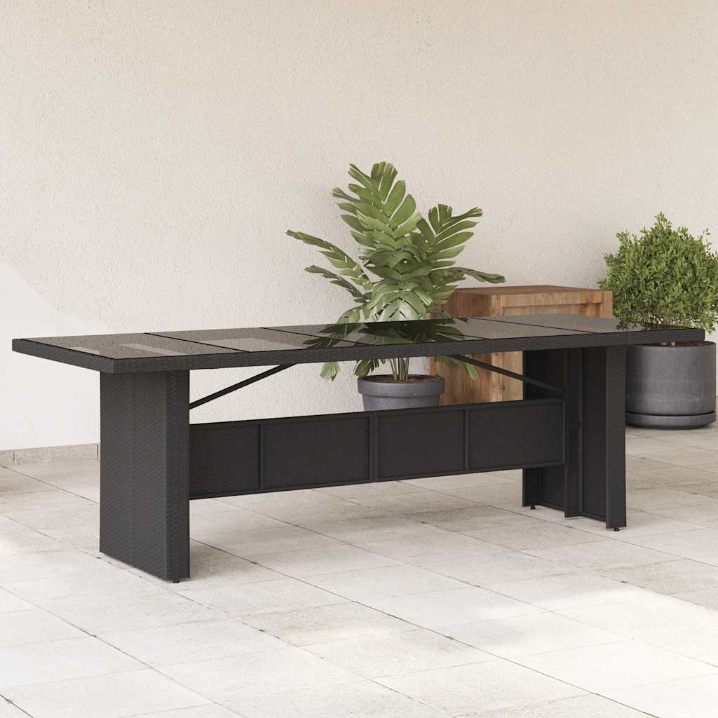 Mesa de jardín superficie de vidrio ratán PE beige 110x68x70 cm