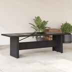 Mesa de jardín superficie de vidrio ratán PE beige 110x68x70 cm