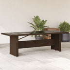 Mesa de jardín superficie de vidrio ratán PE beige 110x68x70 cm