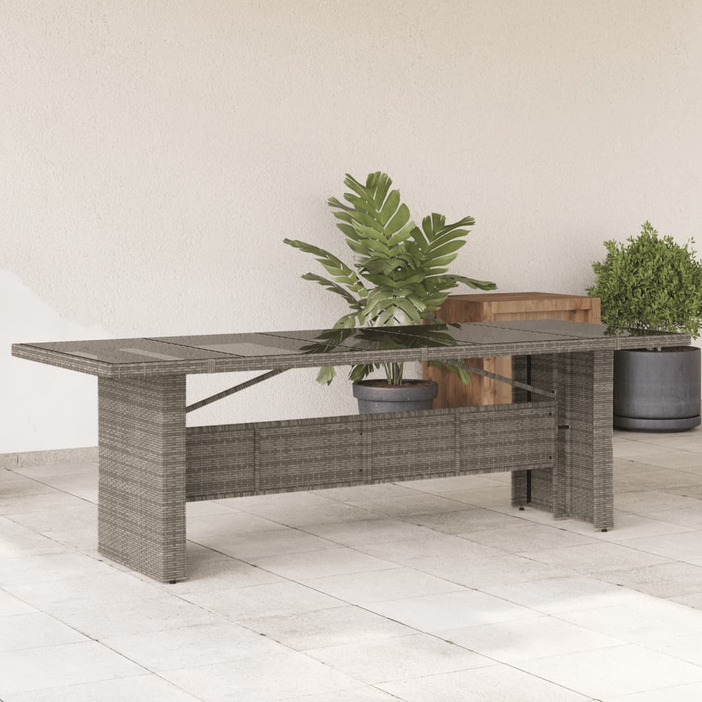 Mesa de jardín superficie de vidrio ratán PE beige 110x68x70 cm