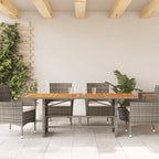 Mesa de jardín superficie madera acacia ratán gris 190x80x75cm
