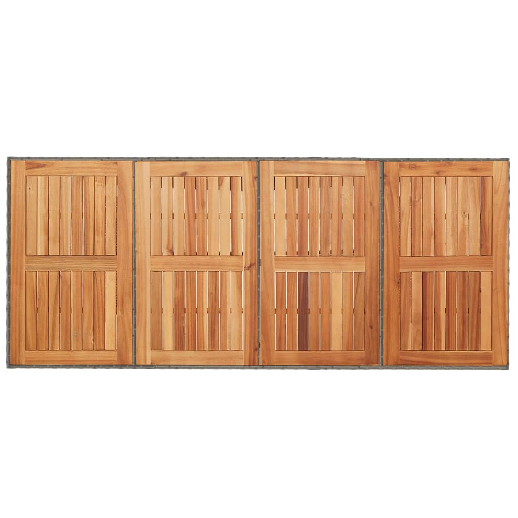 Mesa de jardín superficie madera acacia ratán gris 190x80x75cm
