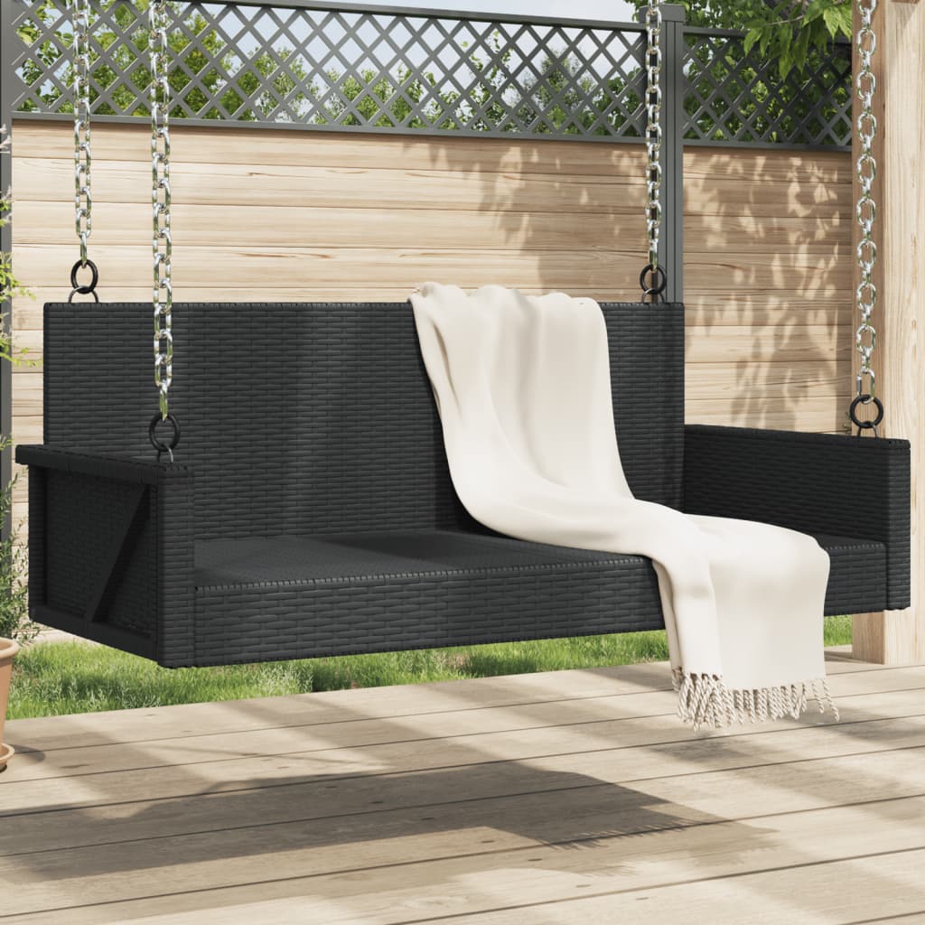 Banco columpio con cojines gris 119x56x48 cm ratán sintético