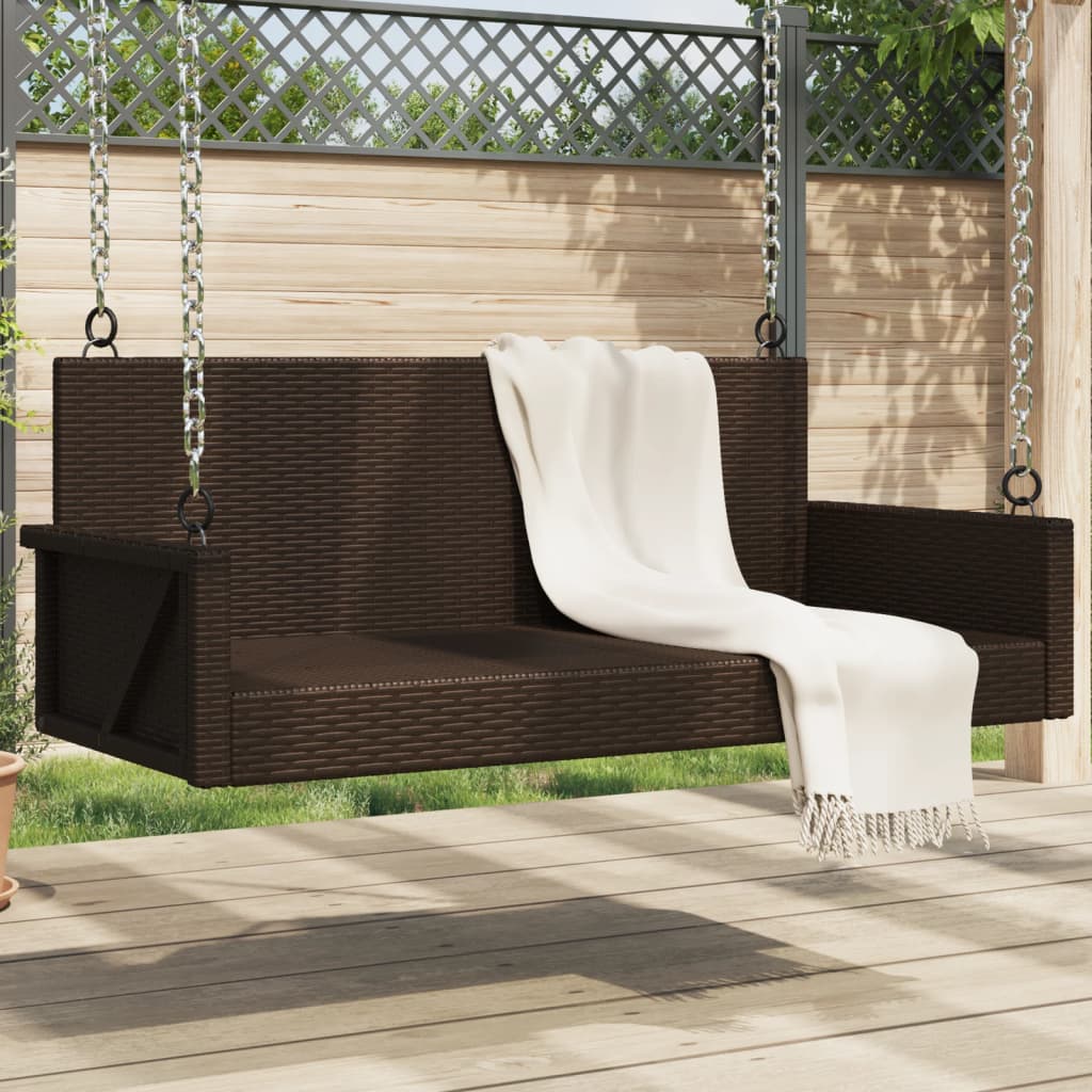 Banco columpio con cojines gris 119x56x48 cm ratán sintético
