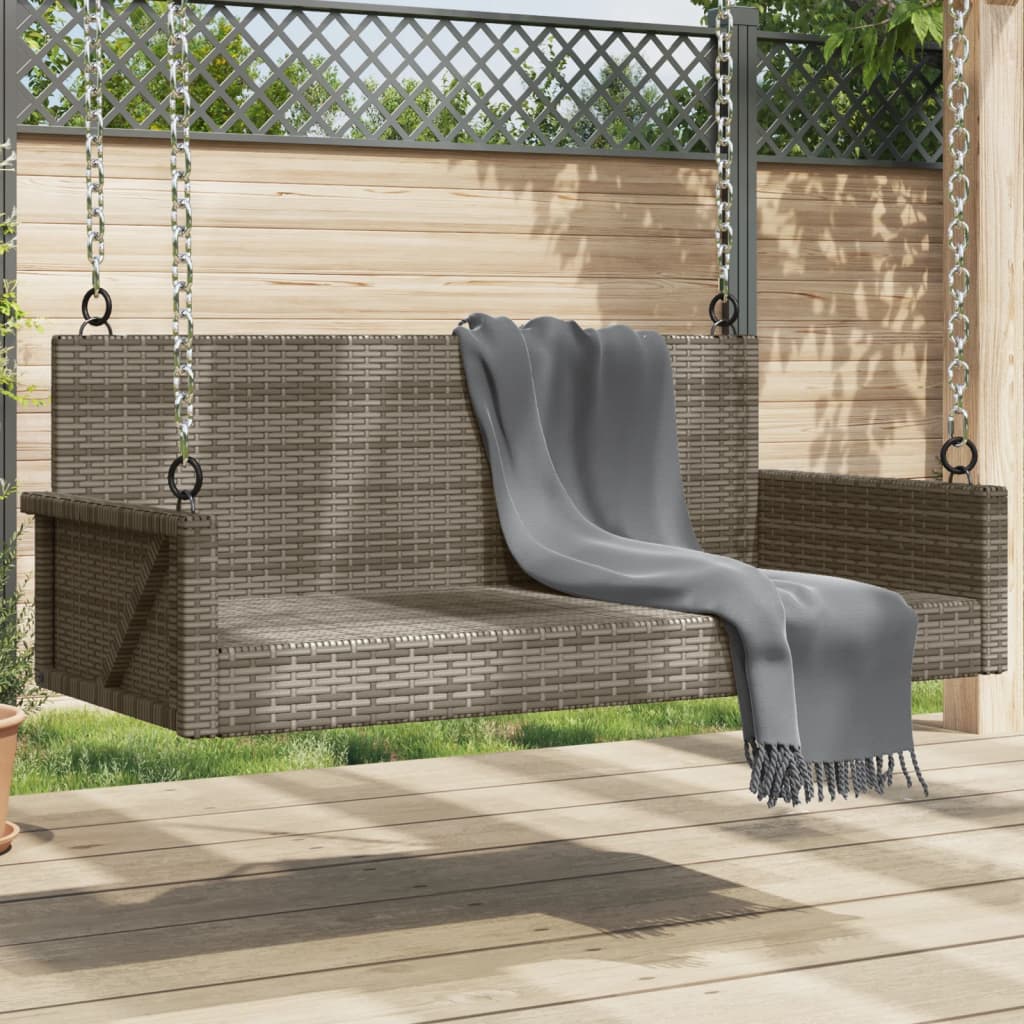 Banco columpio con cojines gris 119x56x48 cm ratán sintético