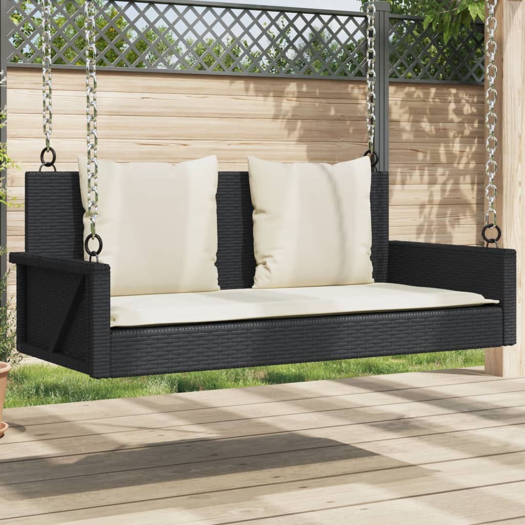Banco columpio con cojines gris 119x56x48 cm ratán sintético
